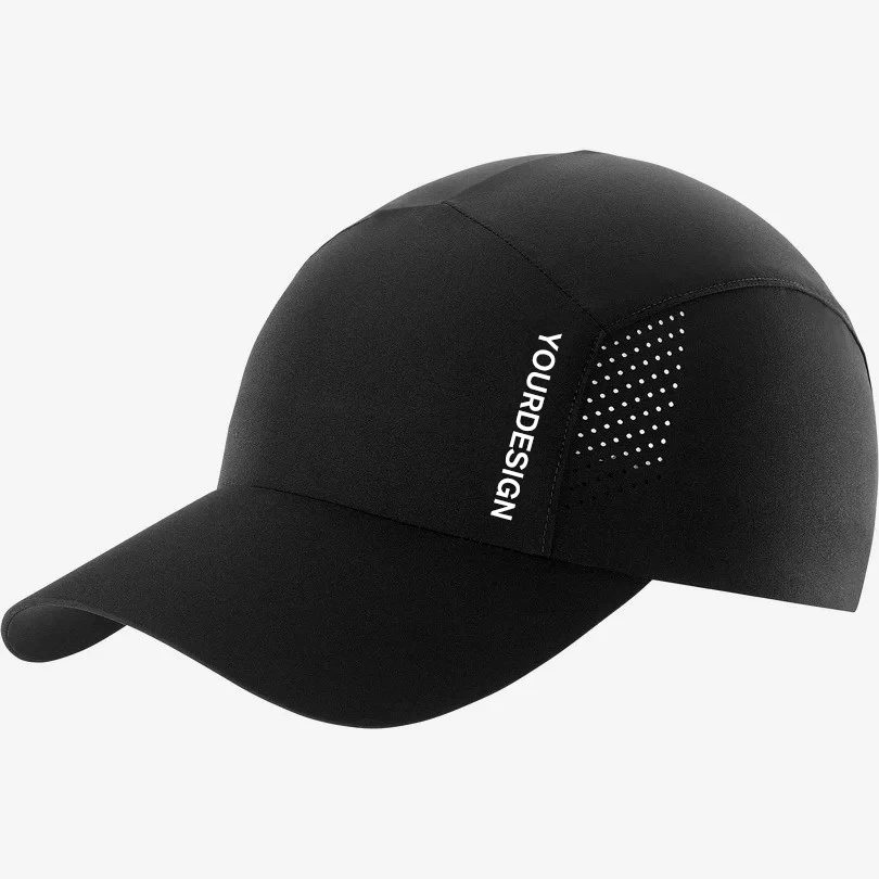 custom running hats 5 Panel running Cap laser cut perforated Performance hat blank sport running caps with curved brim