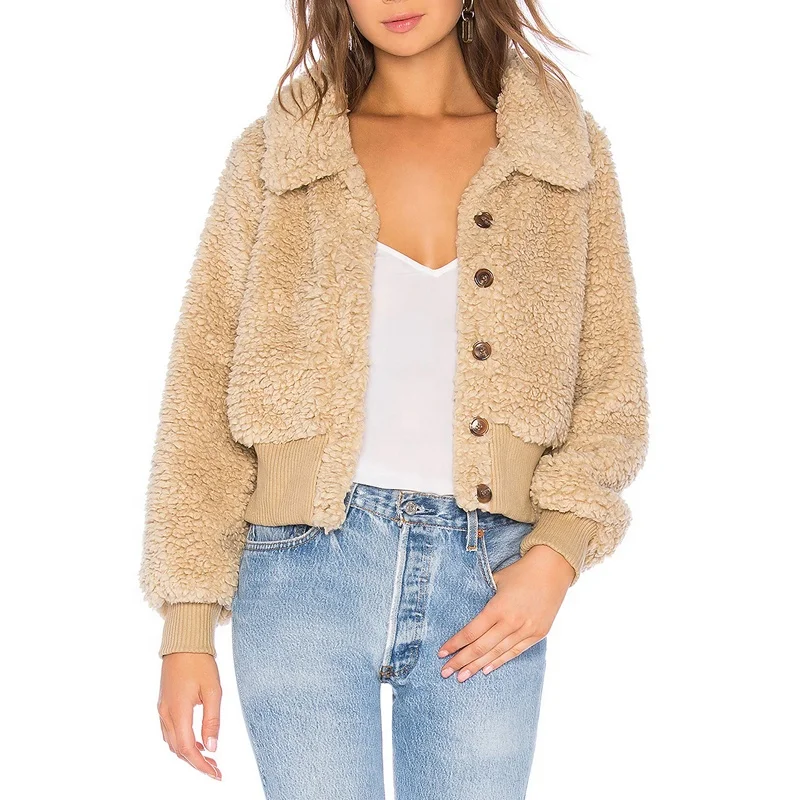 Winter heavy thick jacket women fleece warm coat fashion cool ladies windproof faux fur jacket