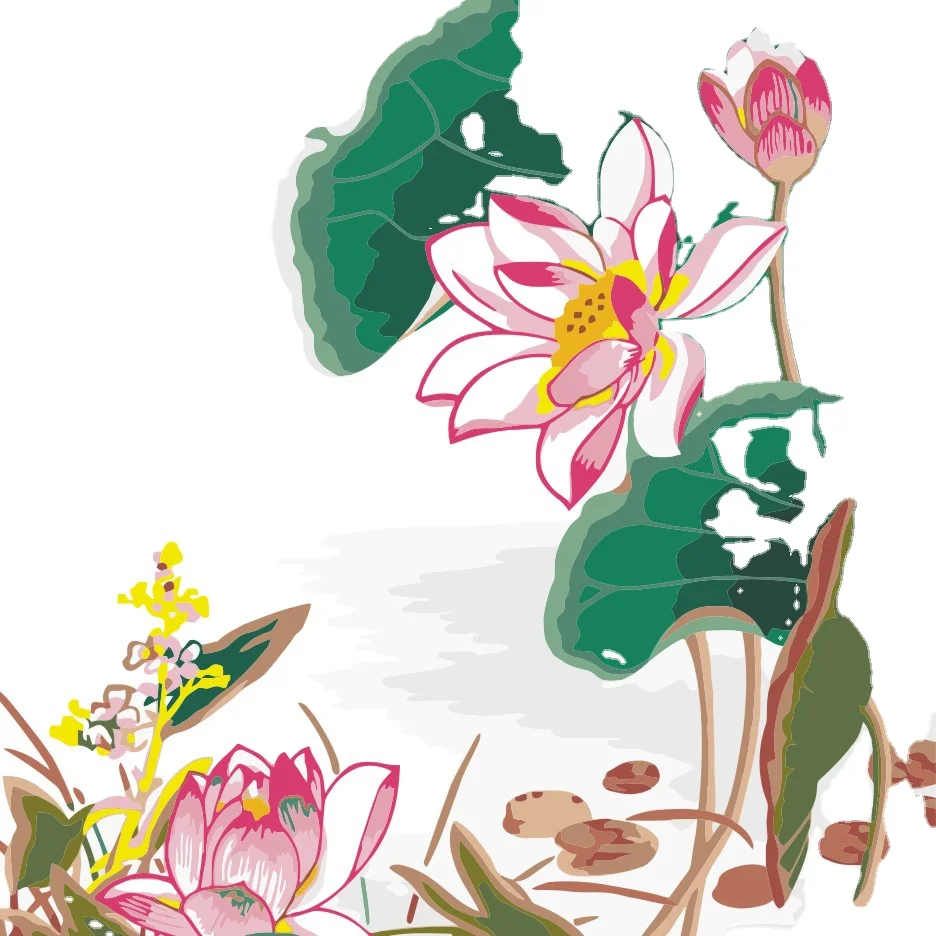 2022 wholesale DIY Chinese Oil Painting crafts Lotus flower oil Paint by Number for Adult Kids