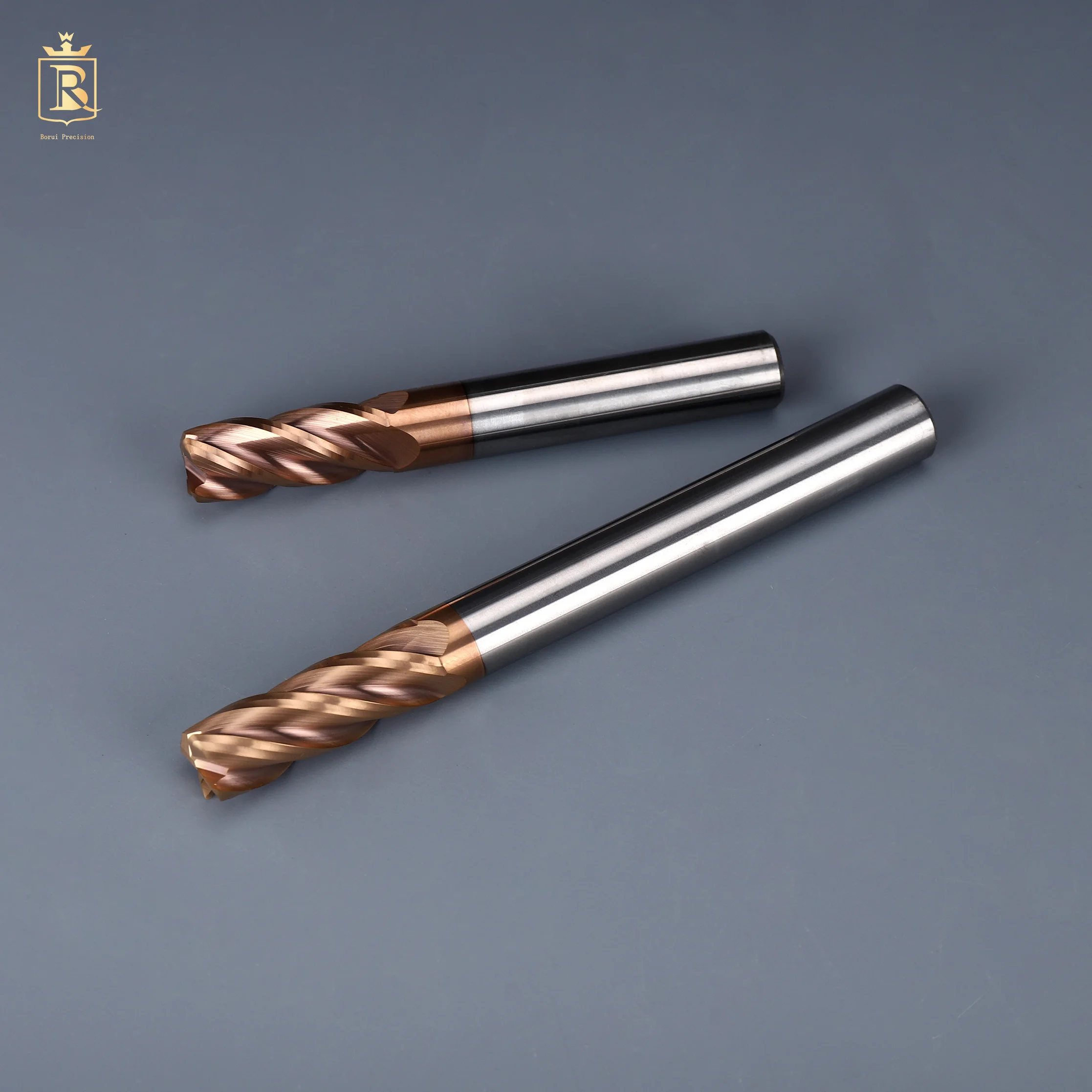 Borui HRC 45/55/60/65 Parallel Shank Solid Tungsten Carbide End Mill CNC End Milling Cutter for Stainless Steel Metal