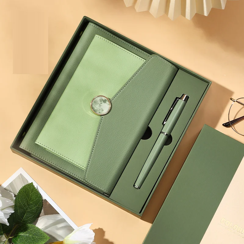 A5 Grid Hard Cover Pu Leather Custom Diary Weekly Monthly Daily Note Book With Pen Paper Notebook