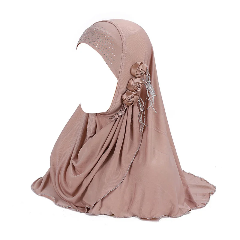 Fashion Flower Decoration Chiffon Scarf Hijab Malaysia Middle East Arab Muslim Teenager Girls Hijab