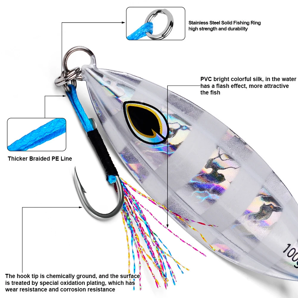 11#-17# Bulk High Carbon Steel Saltwater Fishing Hooks Tied Bright Wire Black / Silver Feather Jig Hook