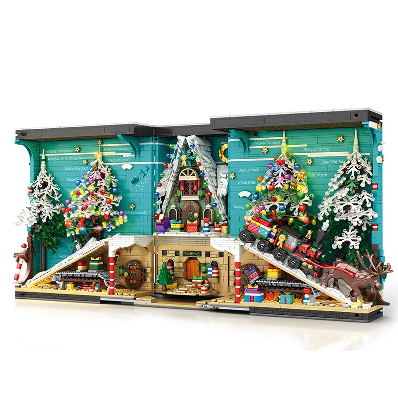 Hot liangJun Reobrix 66033 3260PCS   Christmas Series Christmas Books Street View Assembly Building Blocks Desktop Decoration