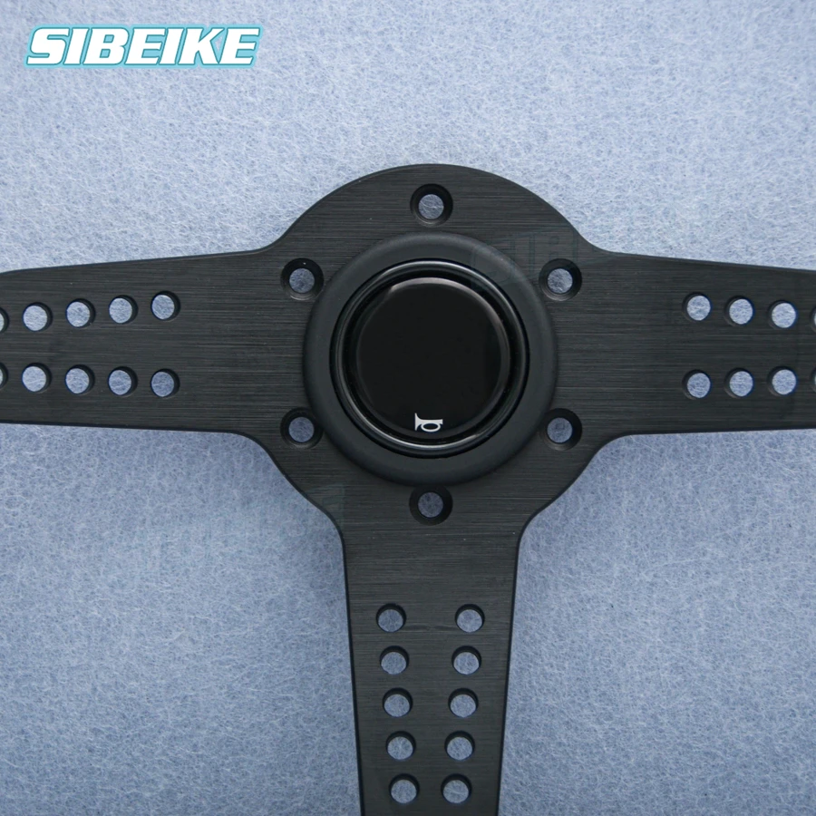 JDM Classic Vintage Wood Style Grand Prix Steering Wheel Black Silver Spoke Wood Film Racing Sports Steering Wheel