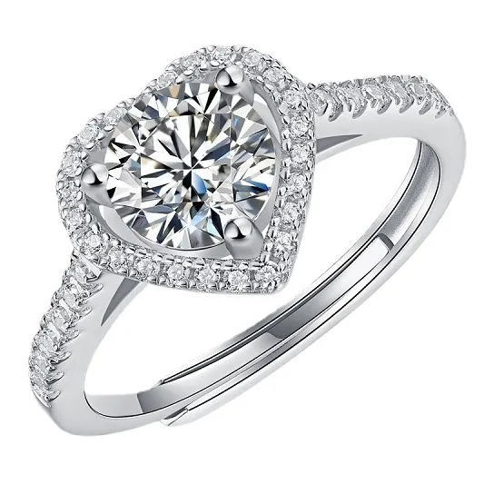 925 кольцо из муассанита в форме сердца