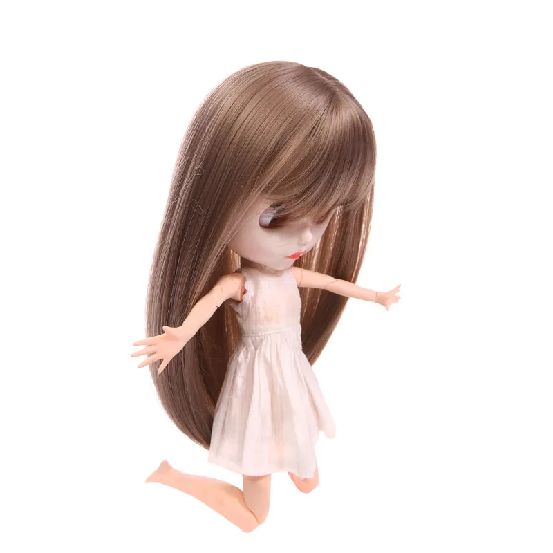 factory price brown straight blythne doll wig heat temperature fiber quality bjd wig
