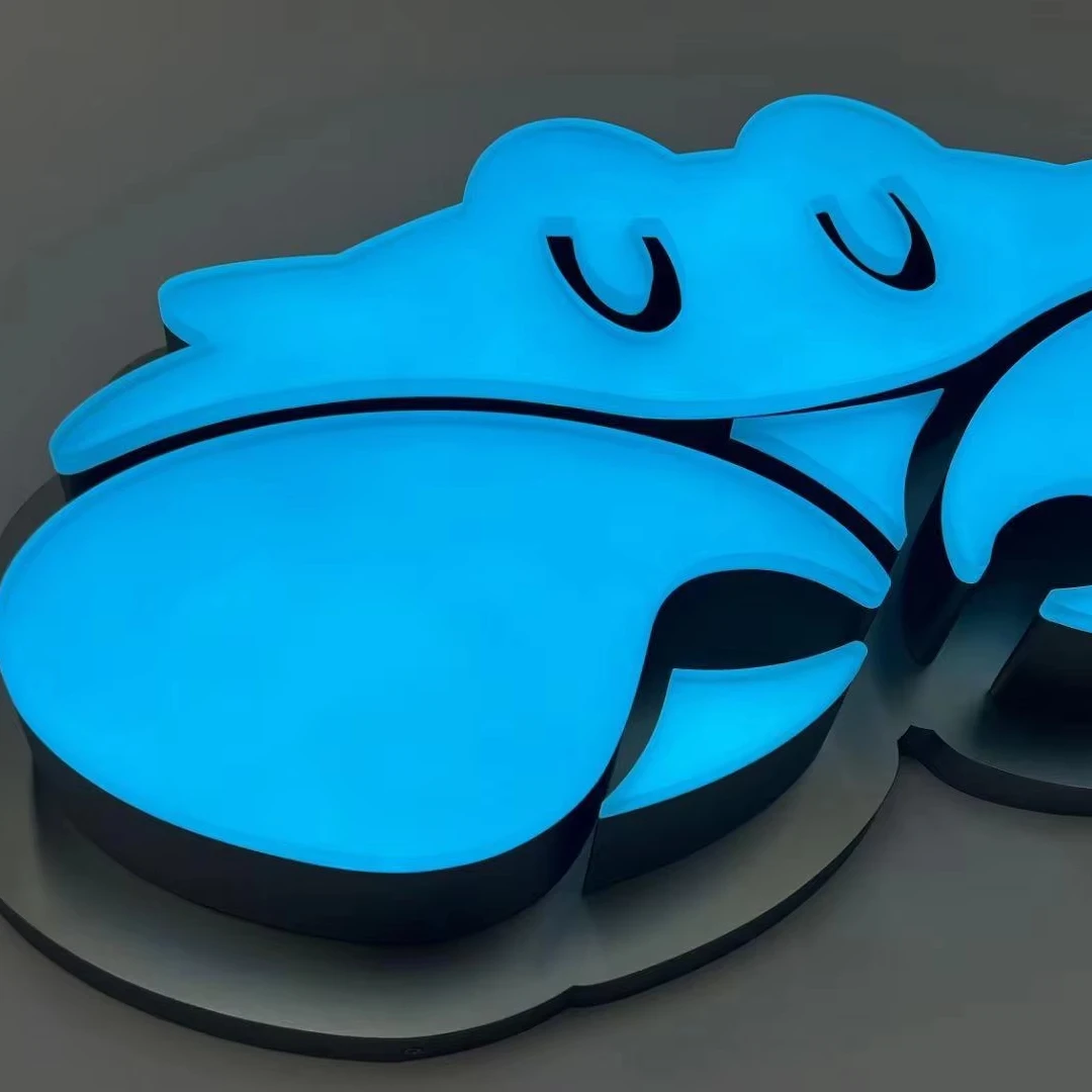 3D Acrylic Crab Sign with LED Lighting for Wall Decor Custom Animal Shape Front-lit Display for Restaurant