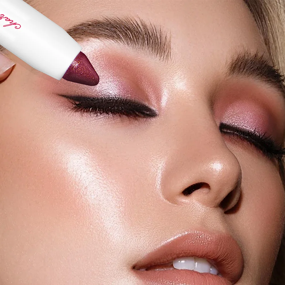 High Quality Korean Matte Color Eye Shadow Pen Pencil Shimmering Metallic Glitter Eyeshadow Stick in Pearl Dark Red makeup