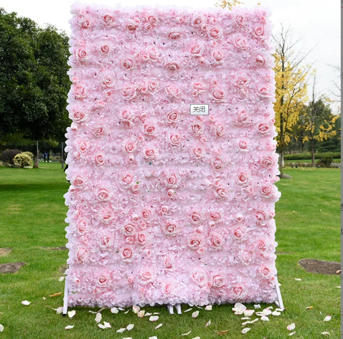 High Quality Decoration Flower Backdrop Wall Wedding Silk Flower Panels Peach Rose Wall