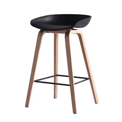 Wholesale High Quality Commercial Furniture Modern Blue Height High Counter Stool with Natural Wood Legs