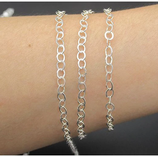 Wholesale 3.6MM Sterling Silver Necklace Chain Link O Shape Chains for Jewelry Making Sterling 925 Silver Chain Roll