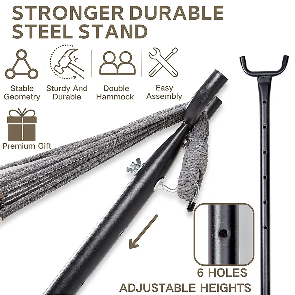 Hammock With Space Saving Steel Stand Includes Premium Portable Carry Bag And Pillow For 2 Person