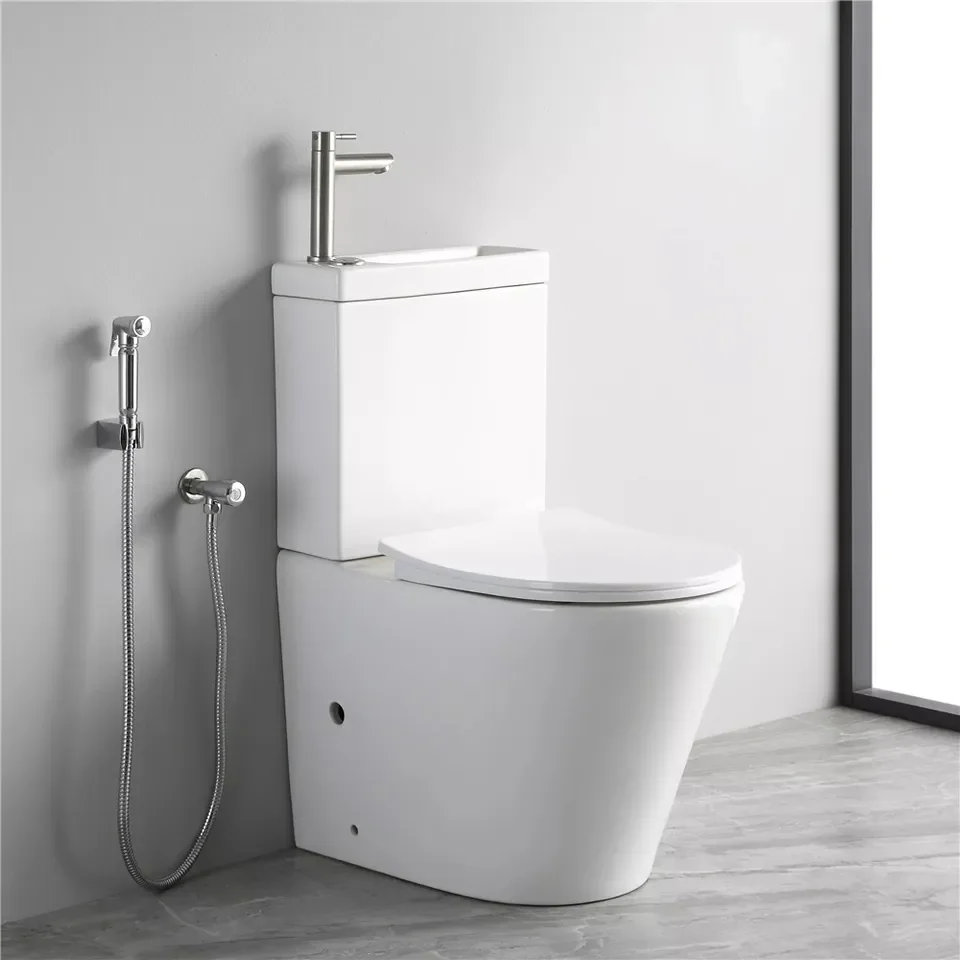 2 in 1 water saving commode ceramic toilet bowl and hand wash basin combination combo wc toilet set with built in sink