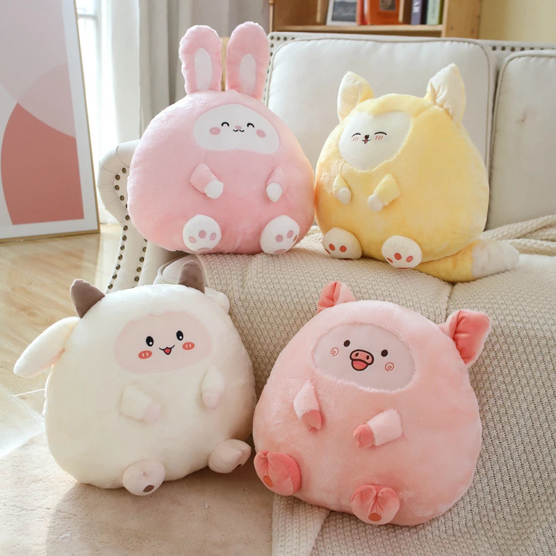 New Design Stuffed Animal Plush Toy Cute Animal Doll Rabbit Fox Soft Animal Shape Throw Pillow