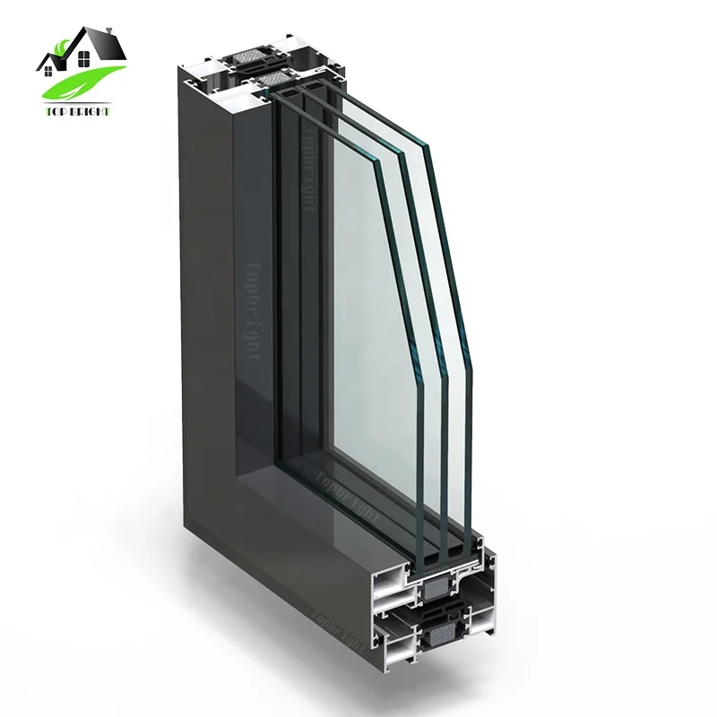 Topbright french large hurricane balcony windows wall black frame aluminium casement windows