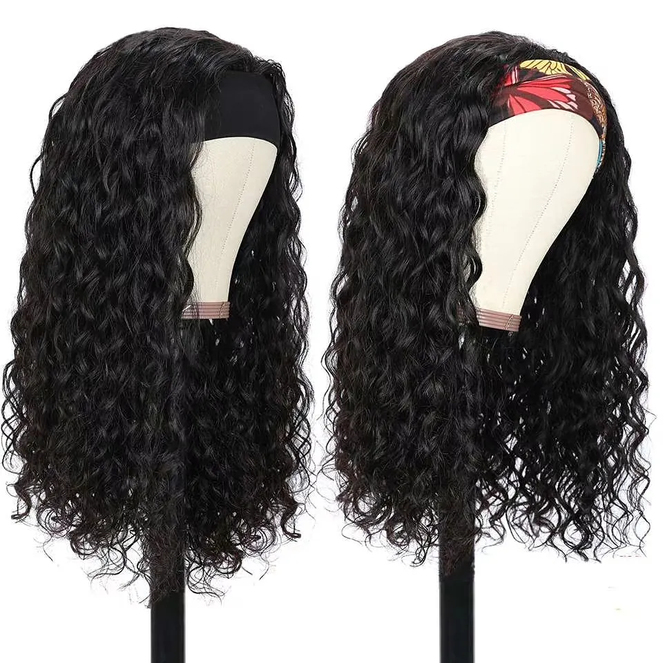Wholesale Glueless Full Machine Made Straight Body Wave Deep Wave Kinky Curly Headband Wig Human Hair Wigs For Black Women