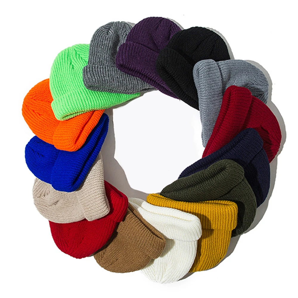 High Quality Custom Beanie Jacquard Short Knitted Beanies No Cuff Beanie Skull Cap Toque Unisex adults Sports Caps Custom Logo A