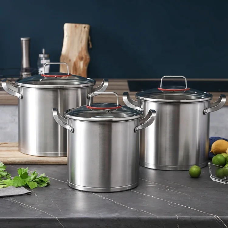 Commercial High Quality 6-10 Quart Large Stainless Steel 304 Covered Stockpot Deep Cooking Pot Soup Asparagus Stock Pot With Lid