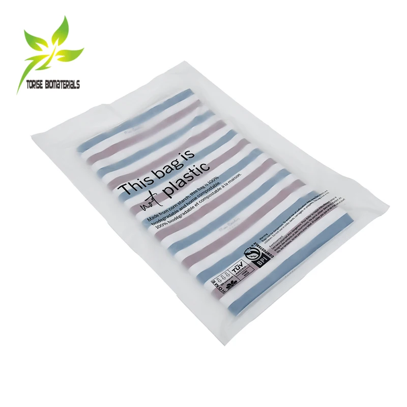 Customizable Self-Sealing Strip Compostable Clear Plastic Bag Multi-Purpose for Shoes Garments Mailing Made from PLA