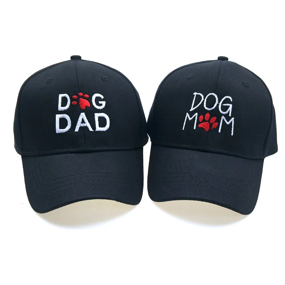 adult black cotton embroidery logo dog mom hat dog dad baseball cap