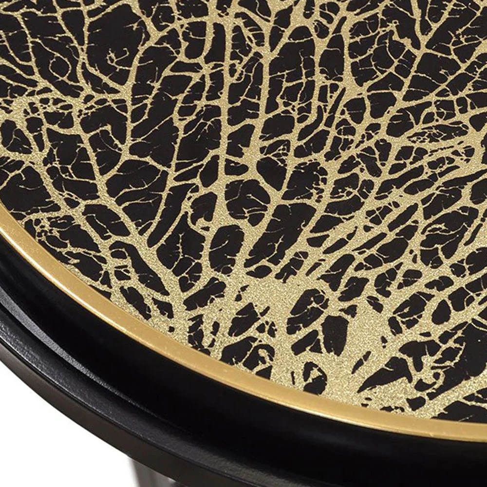 Factory wholesale crafts home decor luxury round plastic coffee table black ottoman tray