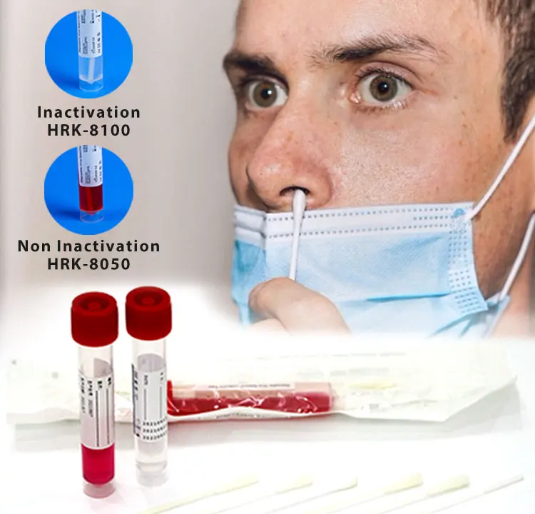 2/3/5ml VTM Kit 3/4.8/8cm Breakpoint ABS+Nylon Swab&Conical Bottom Red cover Tube Viral Transport Medium Kit