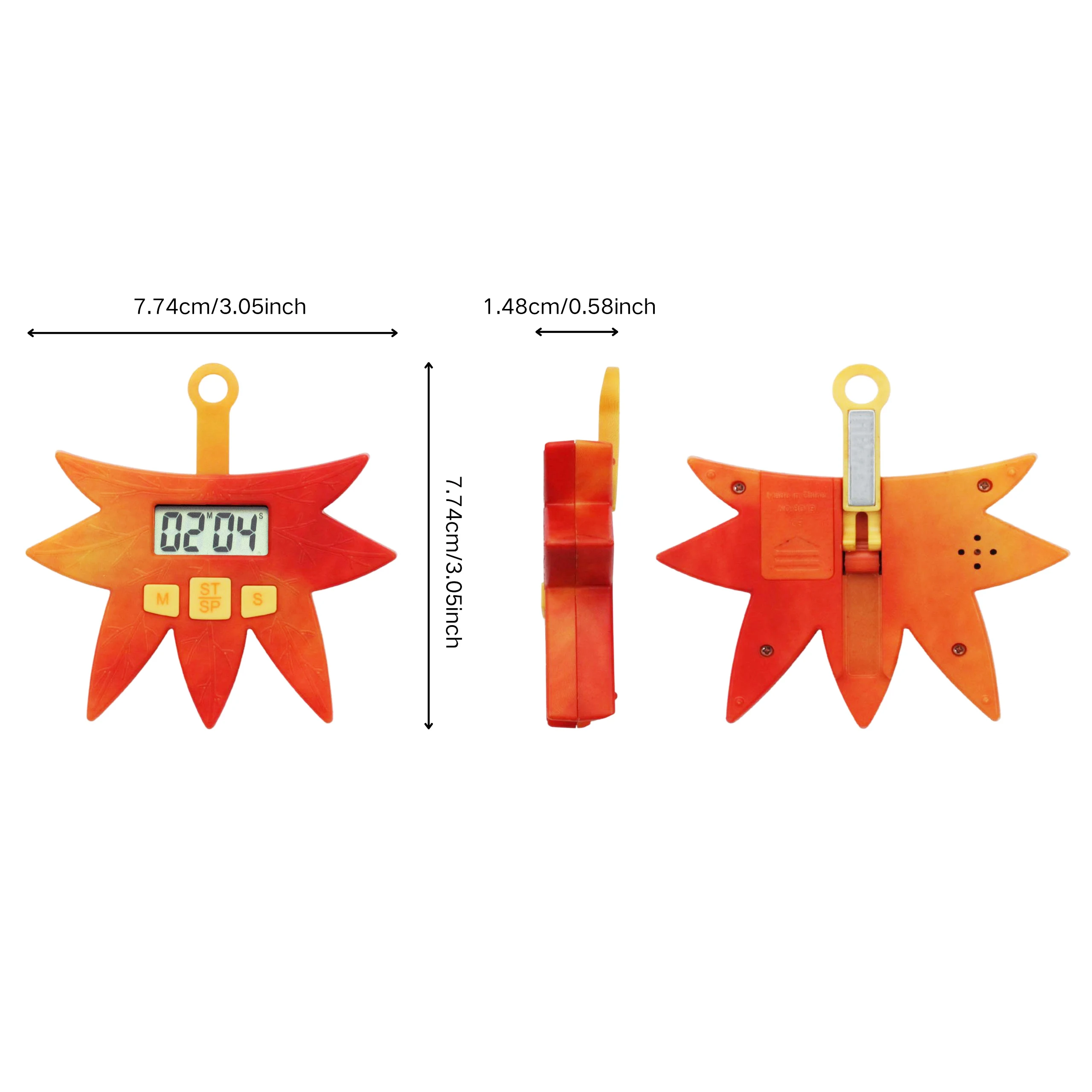 Electronic timer with maple leaf shape, magnetic suction, standing and portable promotion mini small cute digital timer