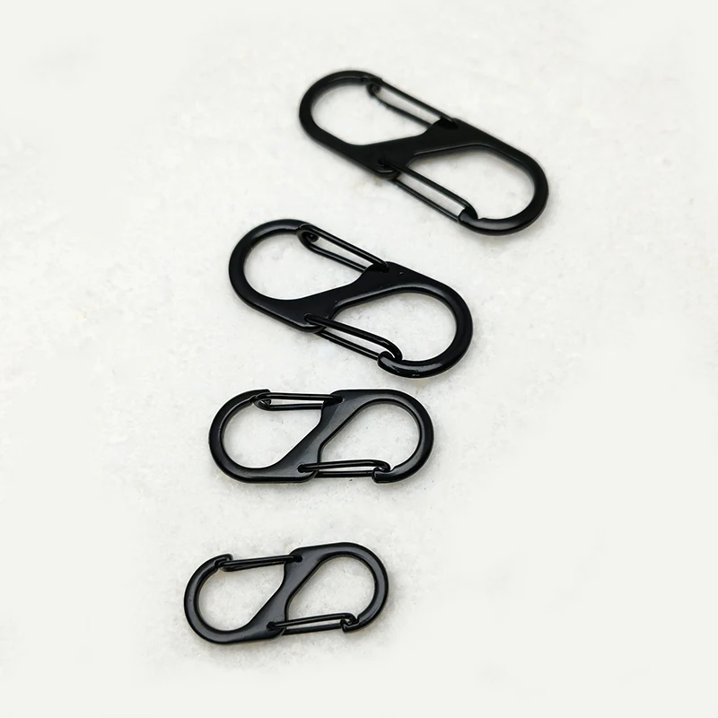 Black S-Shape Carabiner Adjustable Metal Double End Spring Snap Hook for Outdoor Bag Accessories