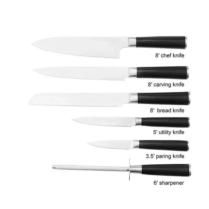 2023 New Kitchen Knives Set 3cr13 Blade 6-Piece Wooden Handle Kitchen Knife Set