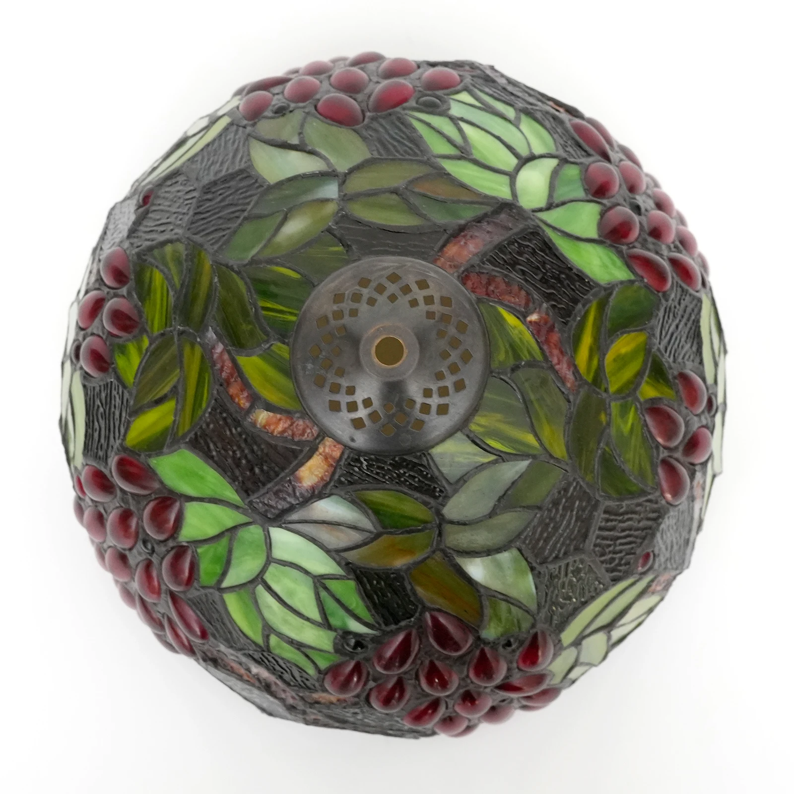 Mediterranean Grapes Stained Glass LampShade Crystal Beads Green Leaf Lamp Chimney Only For Table Lamps Pendant Ceiling Lamp