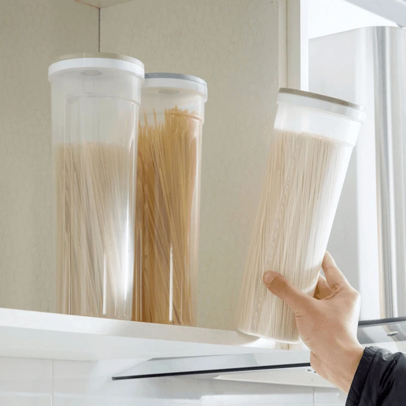 Plastic Tall Food Storage Spaghetti Noodle Pasta Container with Locking Lid Airtight  Dry Food Keeper Canister