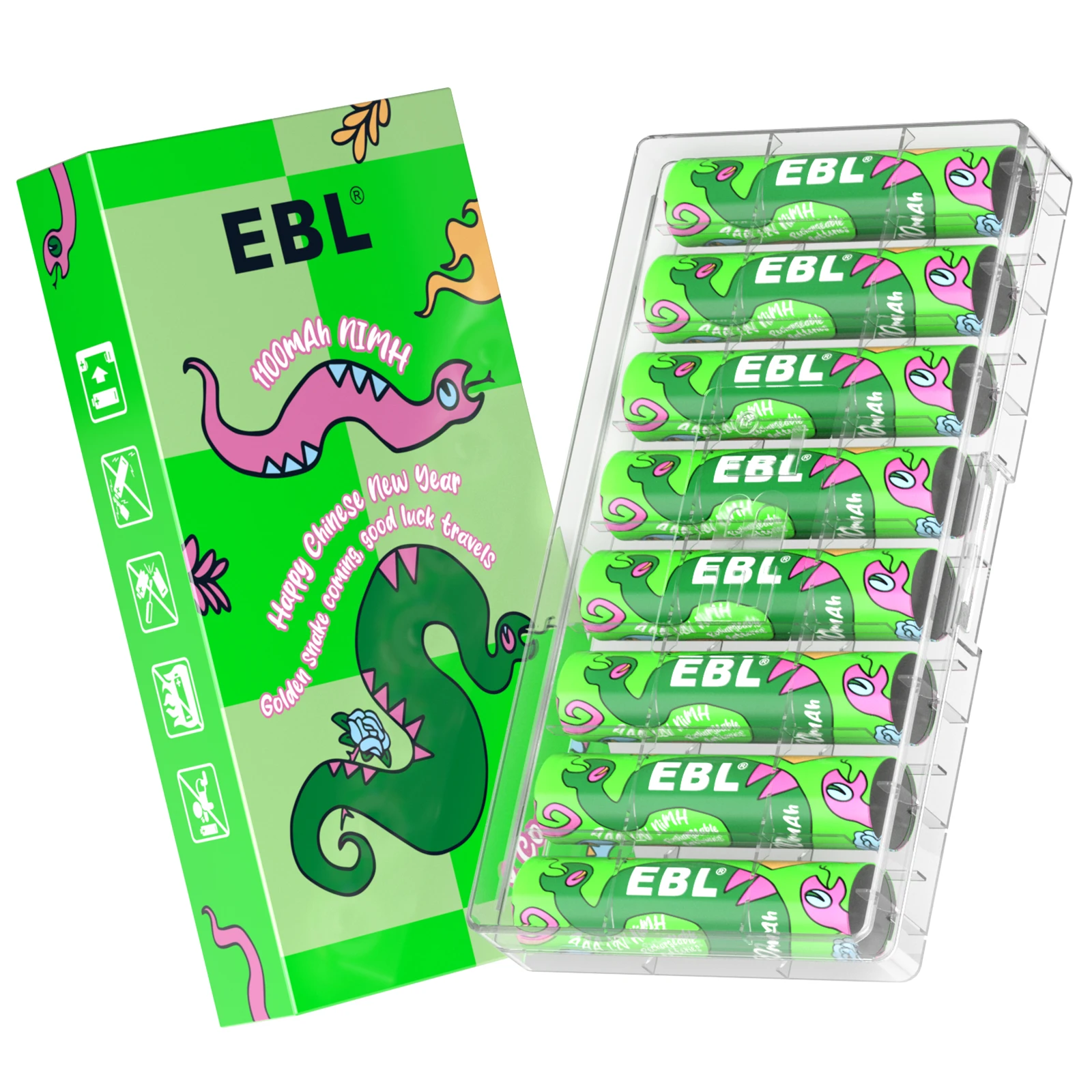 EBL Snake Series New Year 2025 NIMH 1.2V 1100mAh AAA Triple A Rechargeable Battery Pack With Box