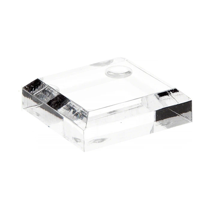 4x4 polished transparent perspex display block base with safe chamfered conference displaying stand trade show commodity showing