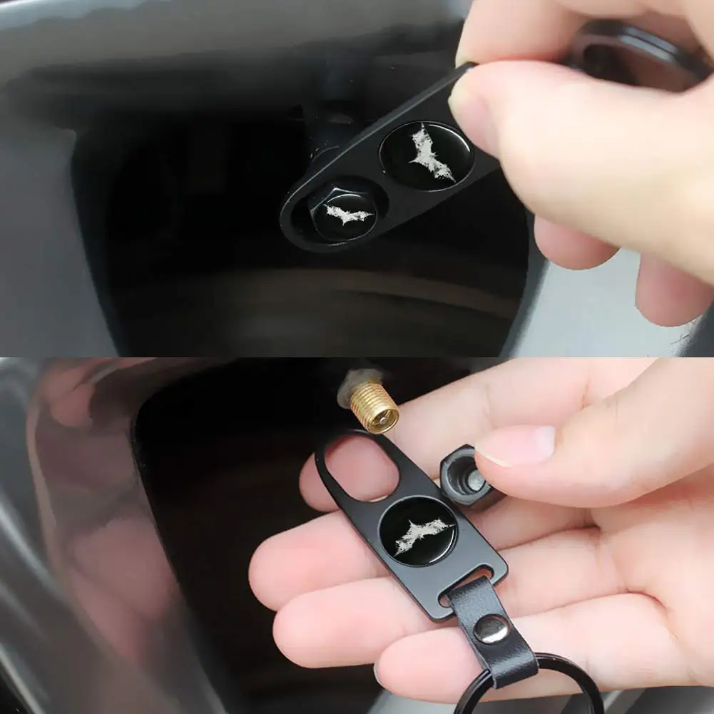 Wrench Tire Valve Stem Caps, Metal Rubber Seal Tire Valve Stem Caps, Universal Car Dust Proof Covers with Wrench