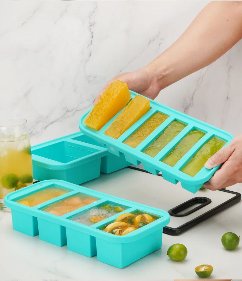 Meal Prep Store Soup Sauce Broth Leftovers Smoothie Large Ice Cube Silicone Freezer tray Food Molds storage Container