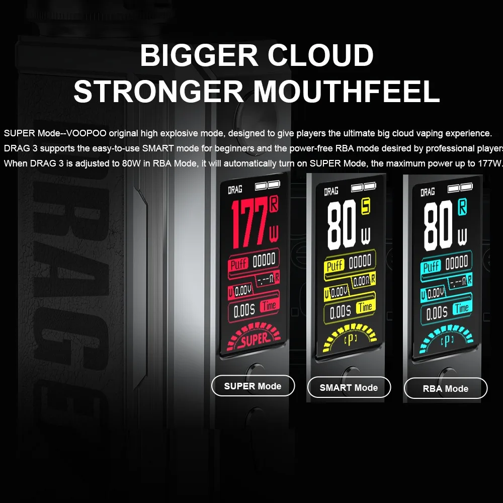 Боксмод VOOPOO Drag 3 177 Вт 5 мл бак TPP Pod DM1 DM2 Coil GENE.FAN 2 0 испаритель с аккумулятором 18650 электронная