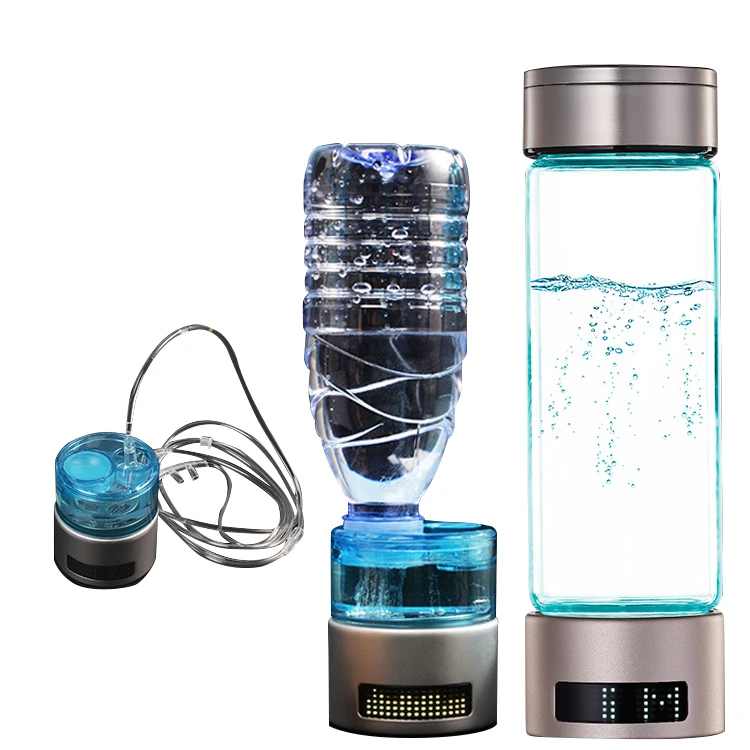 New 2024 High Quality Rich Portable Led USB Battery PEM SPE H2 Wholesale Glass Hydrogen Water Bottle Generator