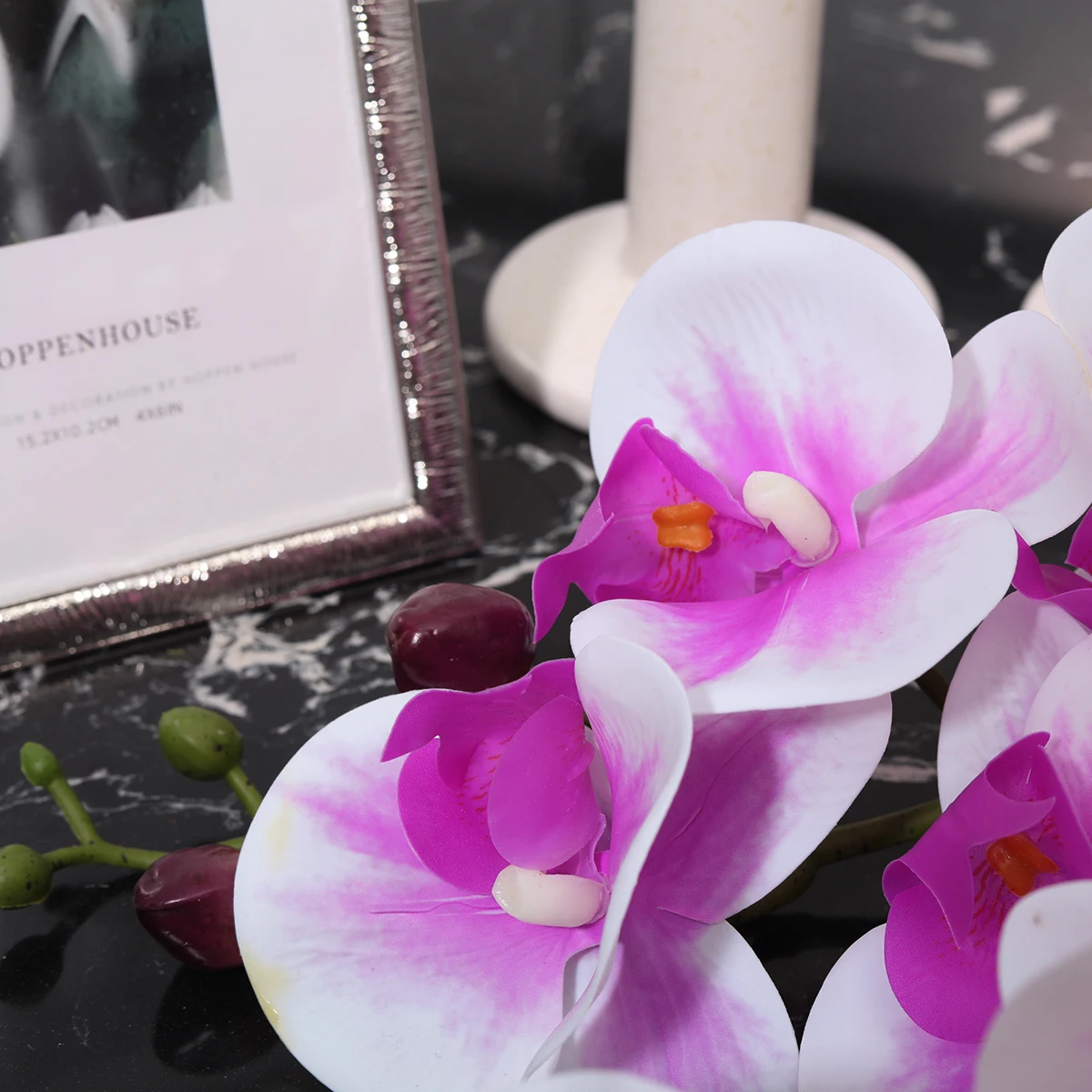 LM0307 Hot Selling 90cmSingle Artificial Phalaenopsis Tabletop Flower Vase Arrangement For Wedding Party Decor