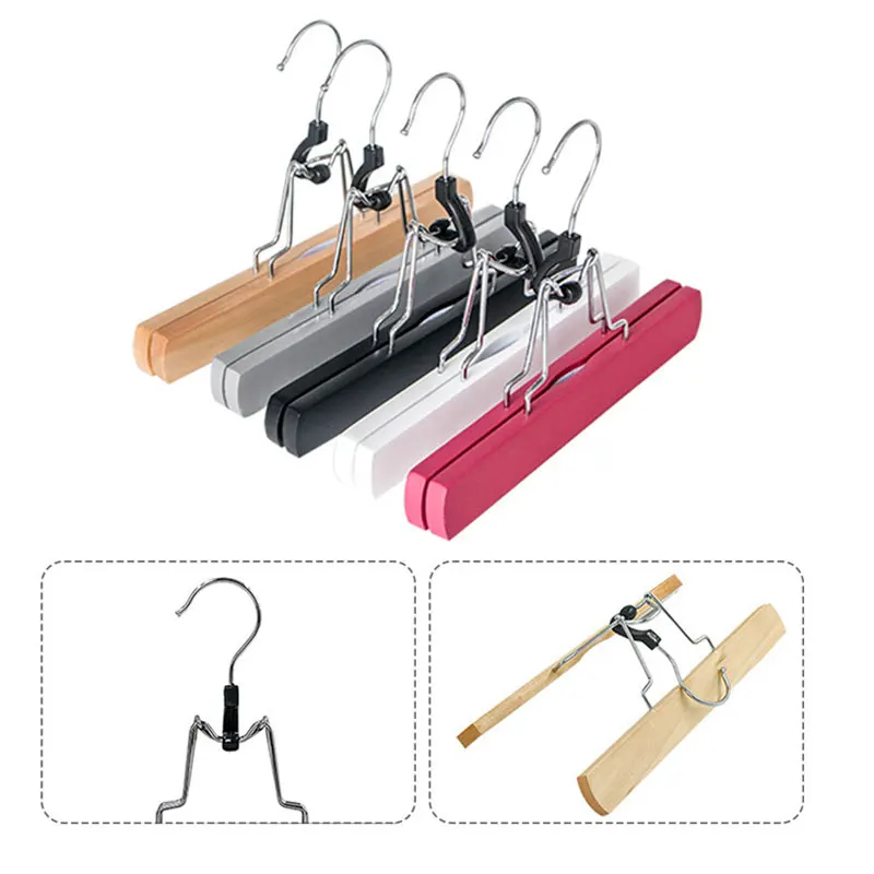 Factory Wholesale Custom Logo Wooden Wig Hanger Hair Extension Clip Pants Dress Hanger