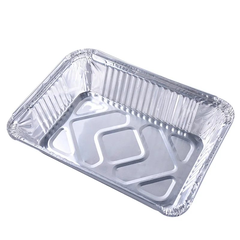 1100ml Fast Food Disposable Food Packaging Aluminum Tray Rectangular Takeaway Aluminum Foil Container