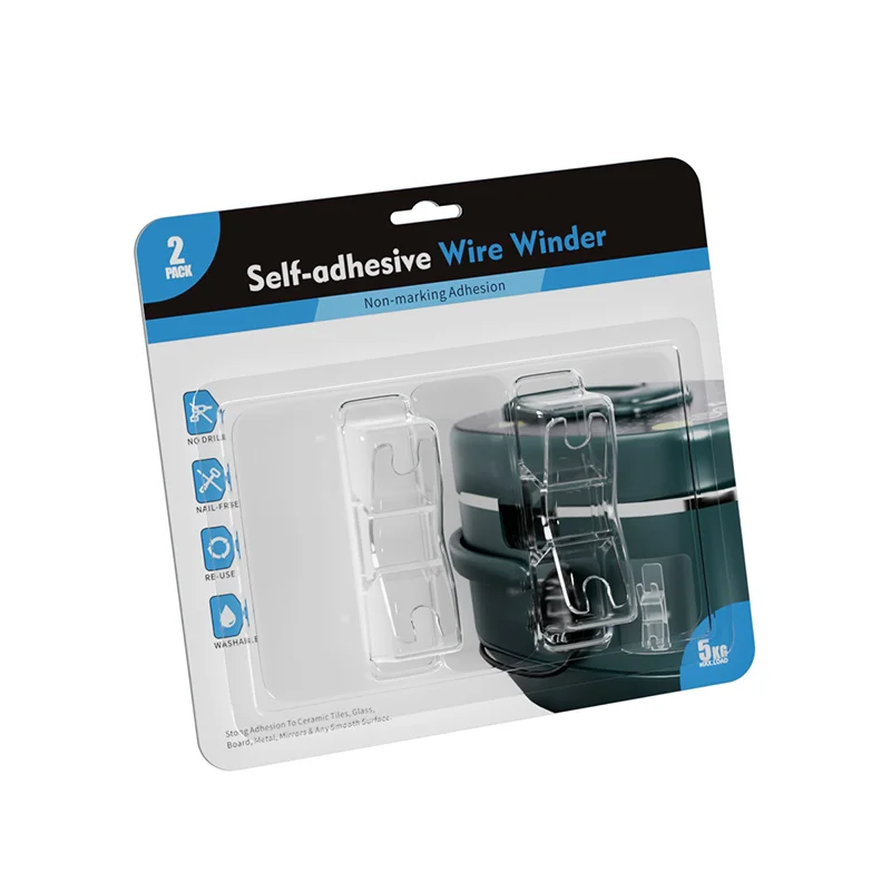 Adhesive Wall Cord Winder Wrapper Transparent PVC Injection Plastic Cable Organizer Hook Multifunctional Single Bathroom Kitchen