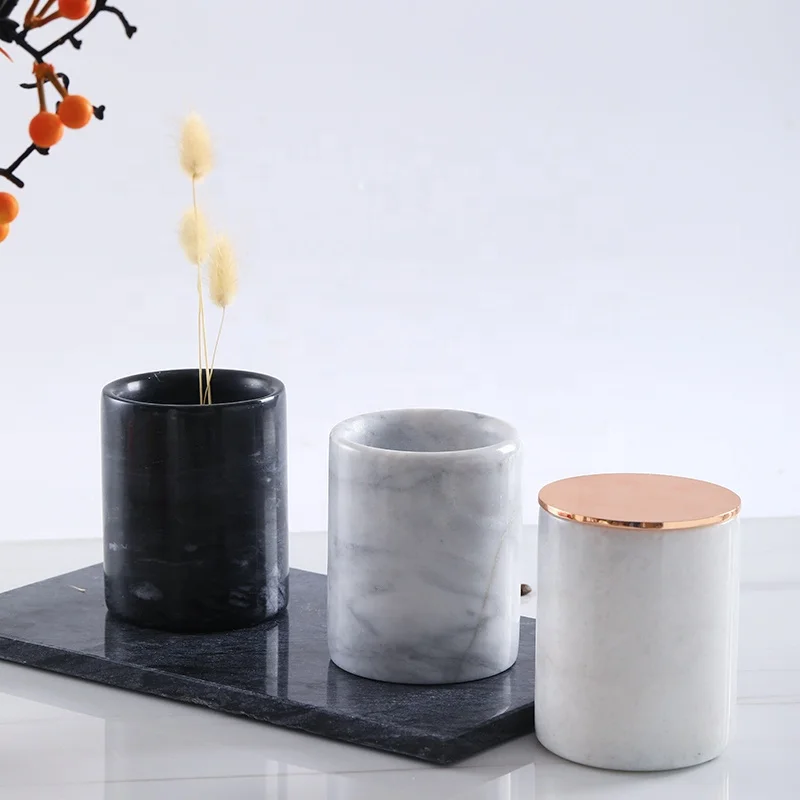 High Quality Wedding Decoration empty Candle Jar Holder Marble Unique Empty Candle Jars with Lids in Bulk