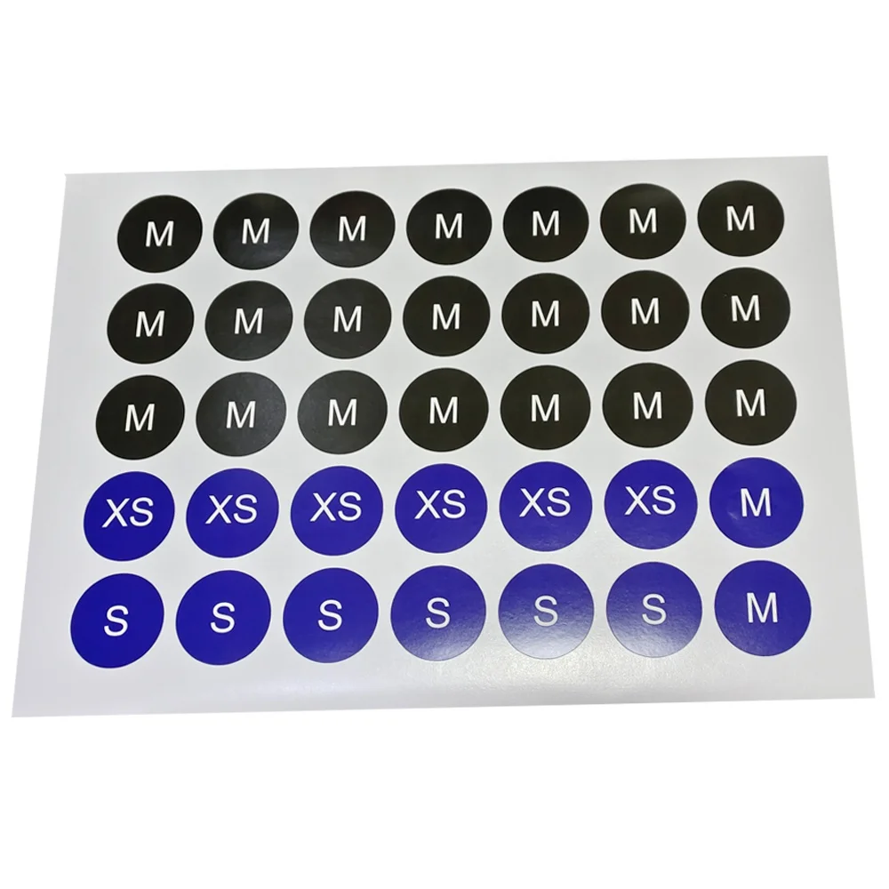 Custom paper adhesive label XS/S/M/L/XL/XXL round colored stickers packaging label sticker for carton