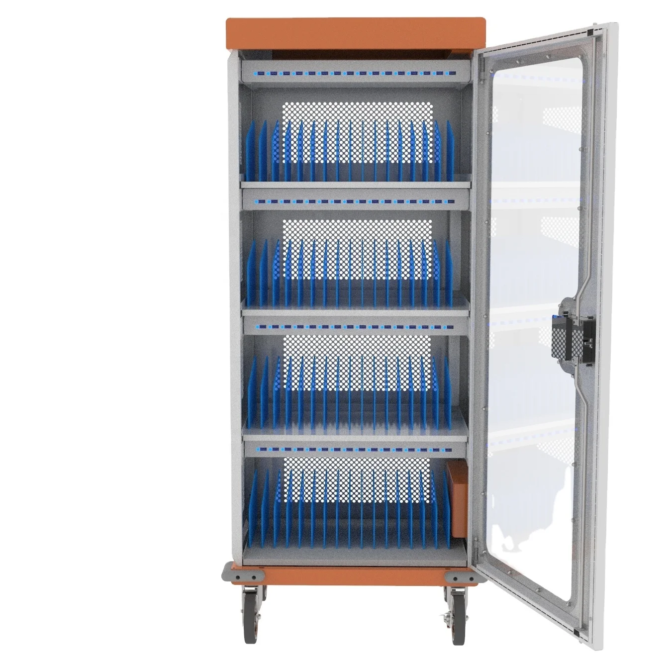 64 Ports Tablet Charging and Storage Cart Cabinet Trolley for School Classroom