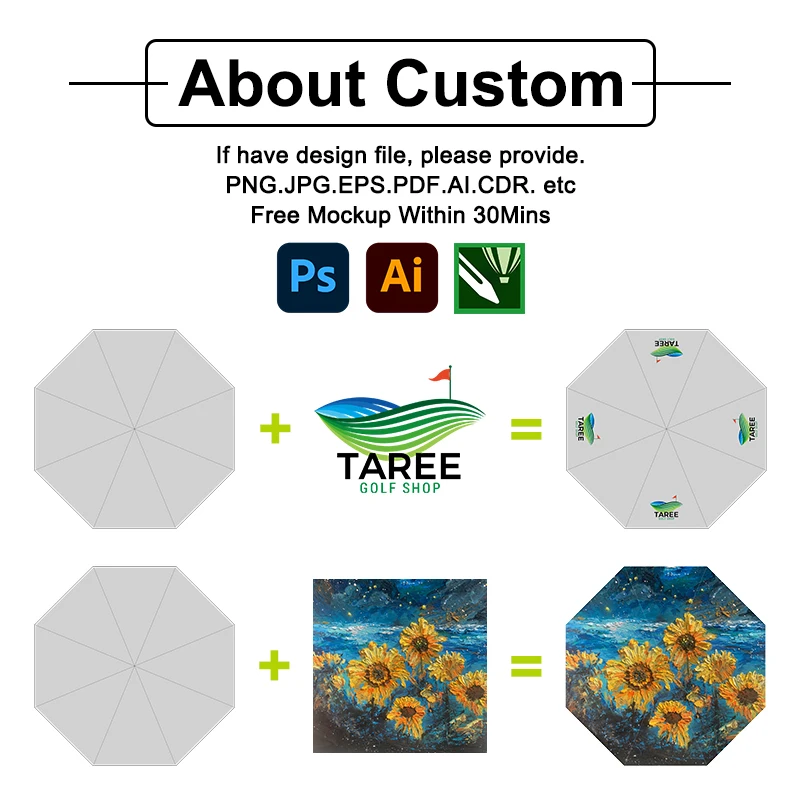 Colorful environmental protection custom logo print windproof fold umbrella eco-friendly material golf RPET recycled umbrella