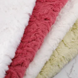 Manufacture Customized  Soft Embossed Cutting Rabbit Faux Fur PV Plush Fleece Fabric