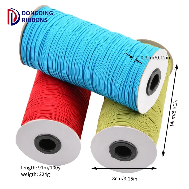 Factory Supply Custom 1/8 Inch Elastic 3mm 6mm Black/White Woven Band Ribbon Knitted Elastic Tape Wholesale
