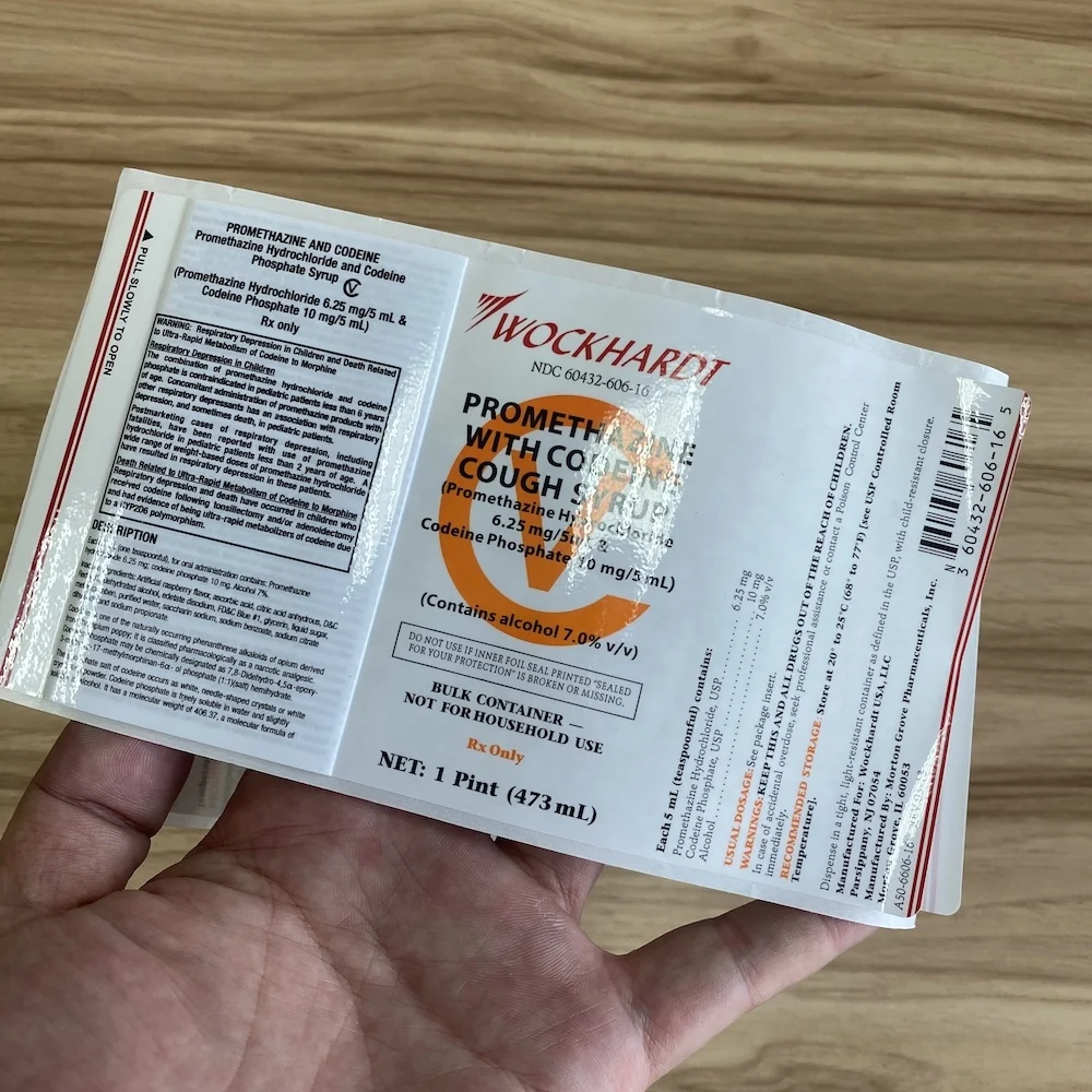 Wockhardt Labels Cough Syrup hi tech Multi-layer Folding Adhesive Sticker