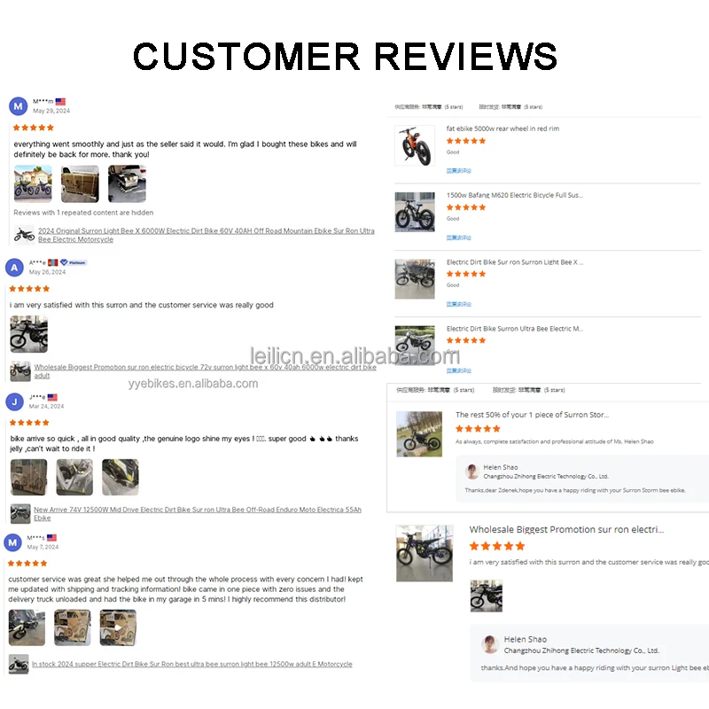 Leili Powerful Stealth Bomber Electric Bike/Bicycle/3000W 5000W 8000W 12000W 15000w 72V Integrated Battery Rear Hub Motor